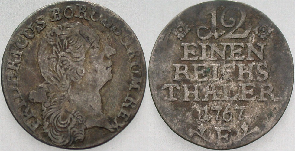 1/12 Taler 1767 Olding 119 Fast sehr schön