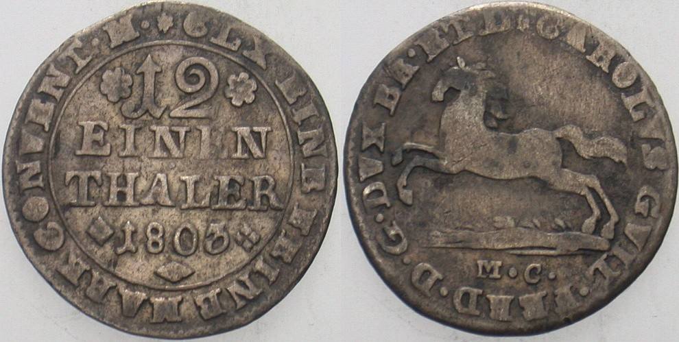 1/12 Taler 1803 Welter 2922 Fast sehr schön
