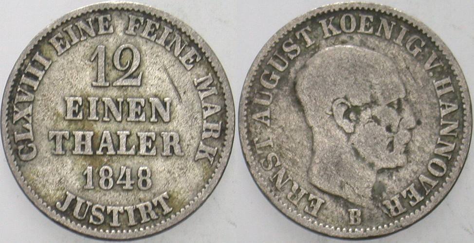1/12 Taler 1848 Jaeger 78 AKS 115 Fast sehr schön