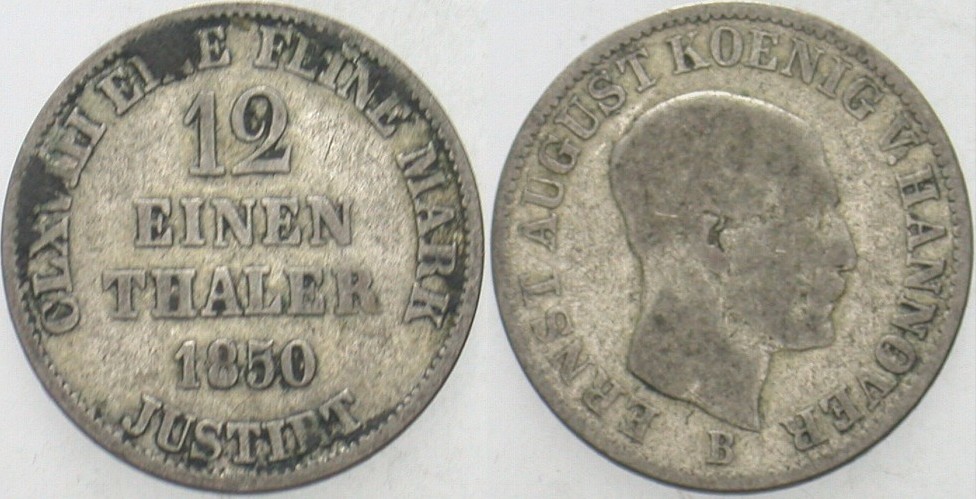 1/12 Taler 1850 Jaeger 78 AKS 115 Schön - sehr schön