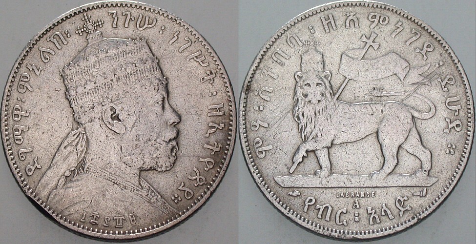 1/2 Birr 1889 (1897) KM 4 Kl. Rdf., sehr schön