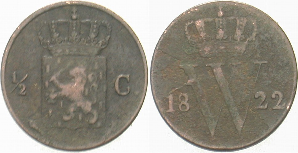 1/2 Cent 1822 K.M. 51 Schön