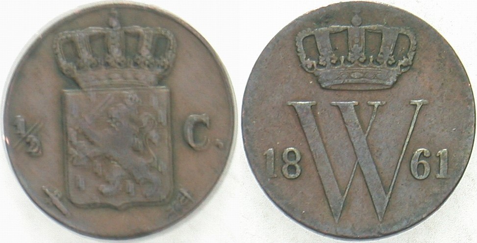 1/2 Cent 1861 KM. 90 Sehr schön