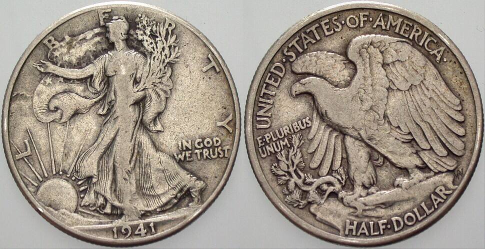 1/2 Dollar 1941 KM. 142 Sehr schön