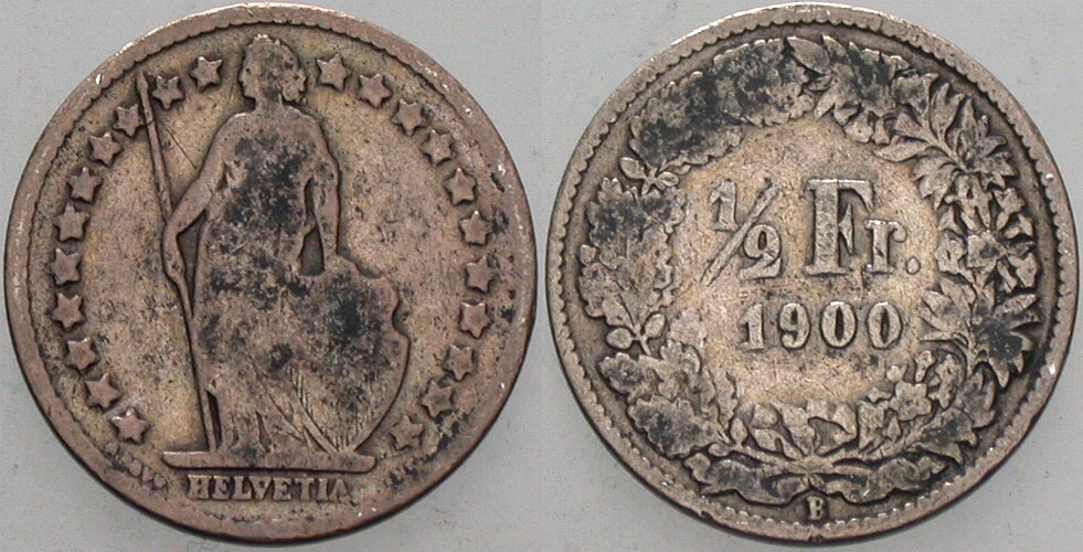 1/2 Franken 1900  Fast sehr schön