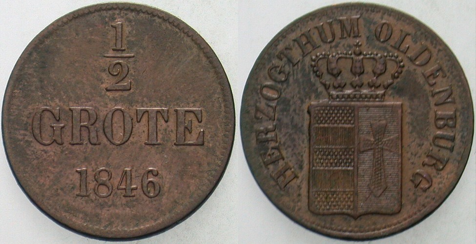 1/2 Grote 1846 Jaeger 41 AKS 16 Etwas Belag, sonst sehr schön +