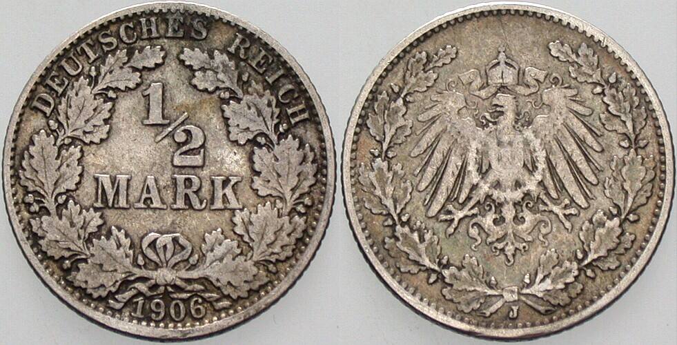 1/2 Mark 1906 J. 16 sehr schön