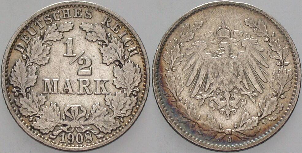 1/2 Mark 1911 J. 16 sehr schön - vorzüglich