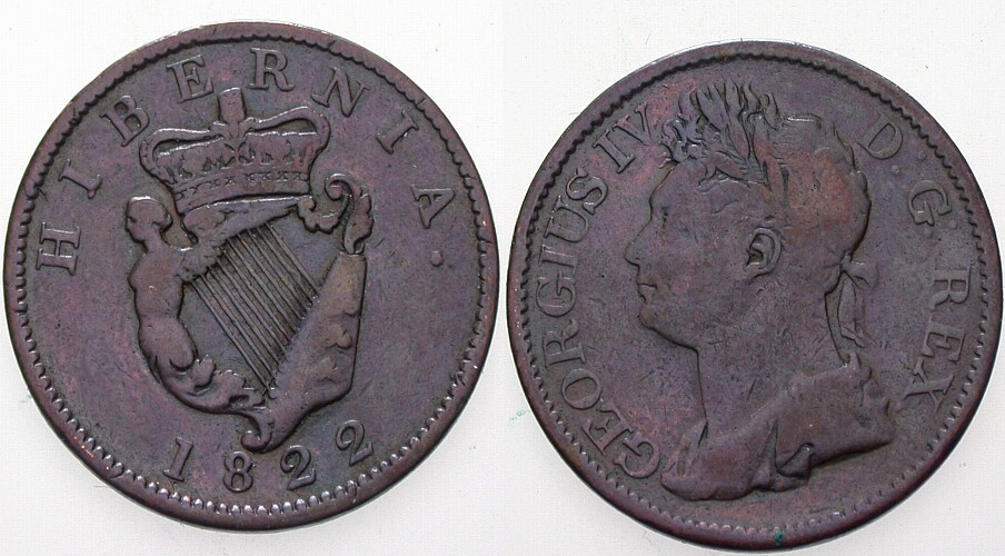 1/2 Penny 1822 KM. 150 Fast Vorzüglich