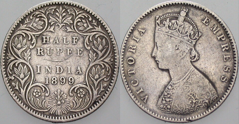1/2 Rupie 1899 KM 491 Schön - sehr schön