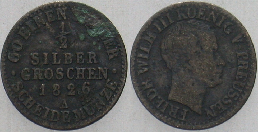 1/2 Silbergroschen 1826 Jaeger 55 AKS 30 Schön