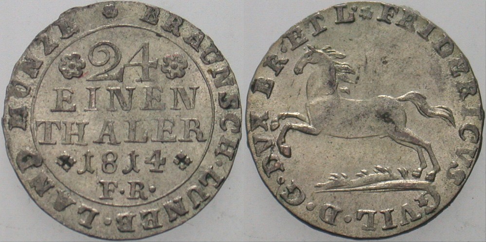 1/24 Taler 1814 Jaeger 208 AKS 11 Patina, vorzüglich - Stempelglanz