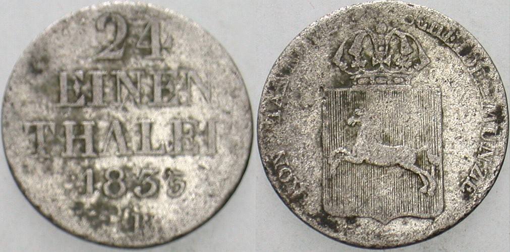 1/24 Taler 1835 Jaeger 46 AKS 72 Schön - sehr schön