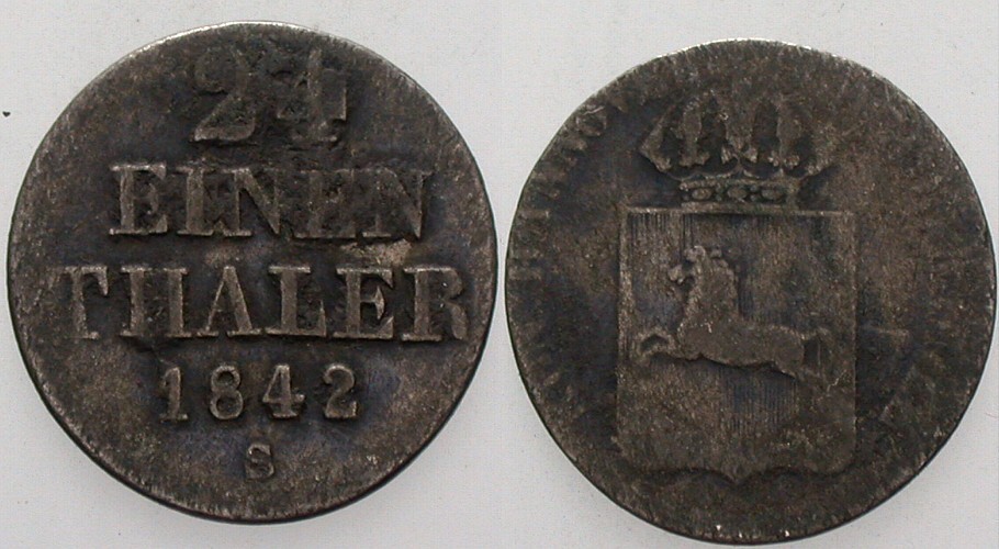 1/24 Taler 1842 Jaeger 46 AKS 116 Schön/sehr schön