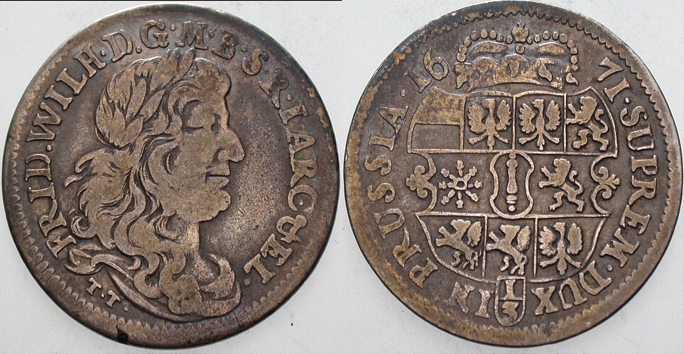 1/3 Taler 1671 Schrötter 664 Fast sehr schön