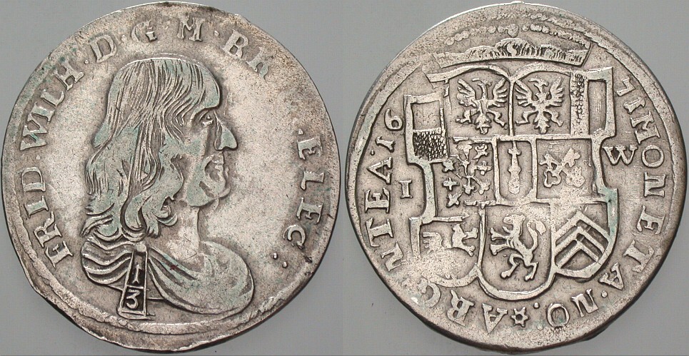 1/3 Taler 1671 Schrötter 771 Sehr schön