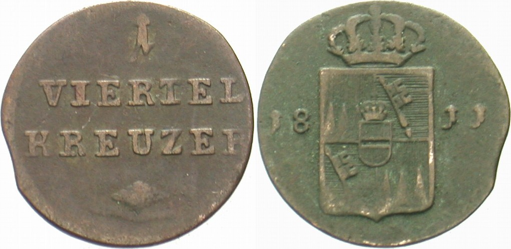 1/4 Kreuzer 1811 Jaeger 137 AKS 7 Kl. Zainende, fast sehr schön