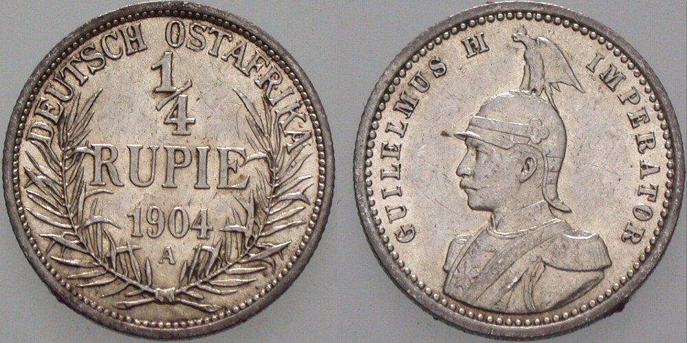1/4 Rupie 1904 J.N. 720 Patina, vorzüglich +