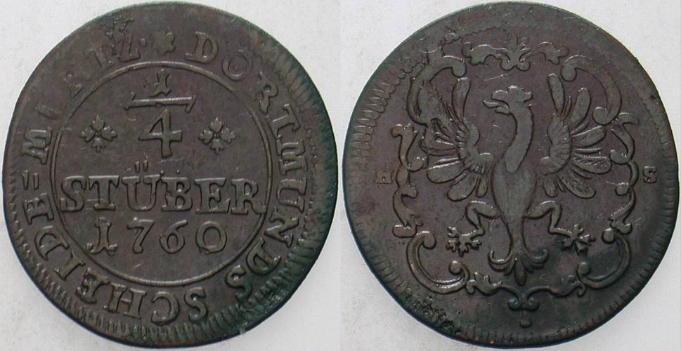 1/4 Stüber 1760 Berghaus 255 Sehr schön