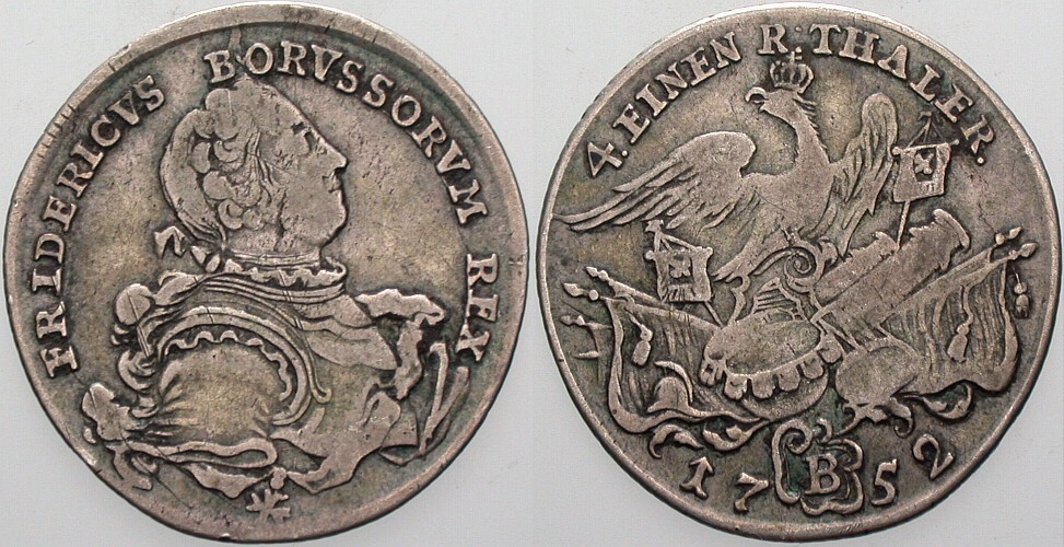 1/4 Taler 1752 Olding 33 Sehr schön