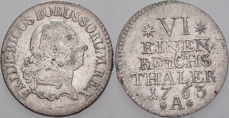 1/6 Taler 1763 Olding 337 Sehr schön
