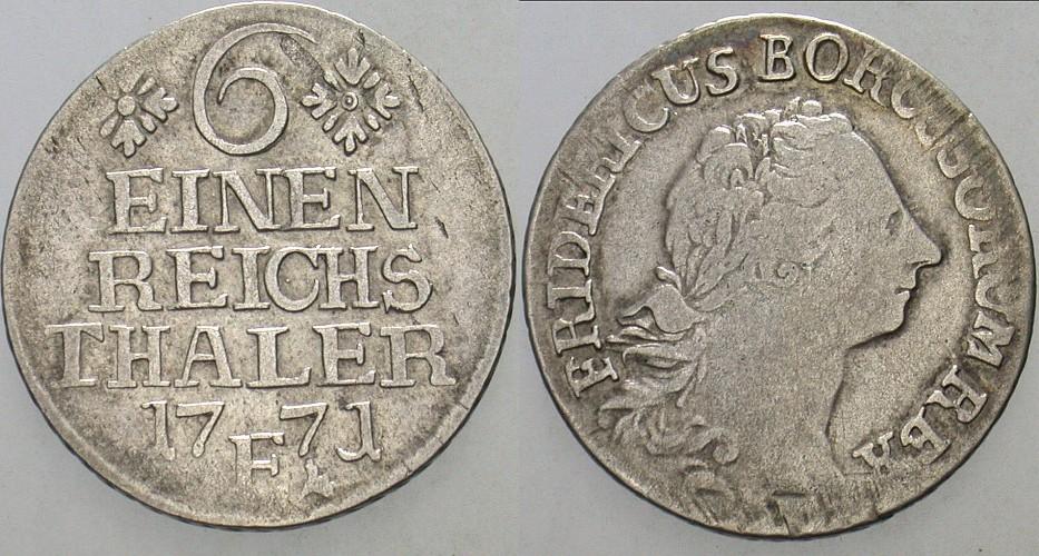 1/6 Taler 1771 Olding 117 v. Schrötter 624 Fast sehr schön