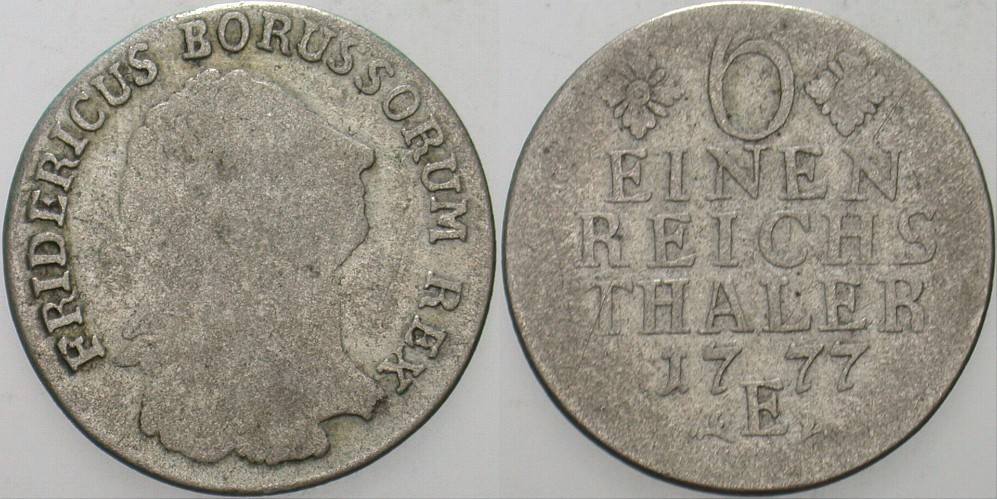 1/6 Taler 1777 Olding 117 Fast sehr schön