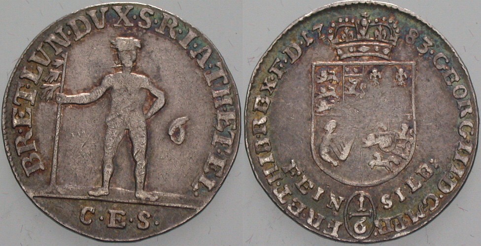 1/6 Taler 1783 CES Welter 2841 Patina, sehr schön