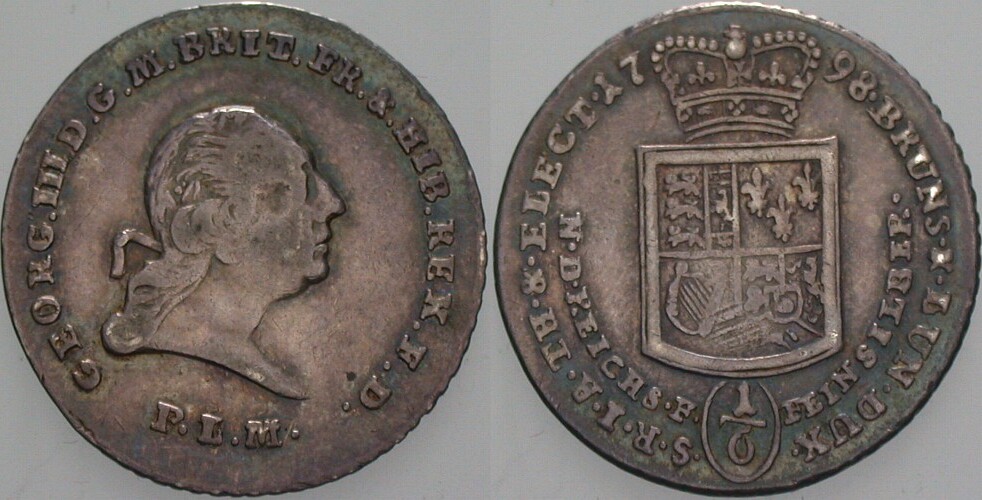 1/6 Taler 1798 Welter 2834 Gutes sehr schön