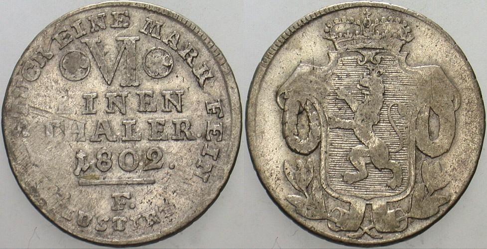 1/6 Taler 1802  Fast sehr schön