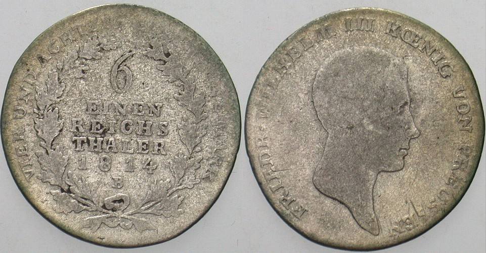 1/6 Taler 1814 Jaeger 31 AKS 24 Schön