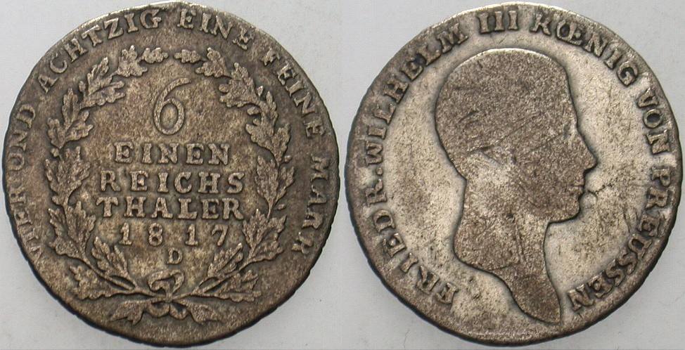 1/6 Taler 1817 Jaeger 31 Olding 125 AKS 24 Rdf., schön - sehr schön