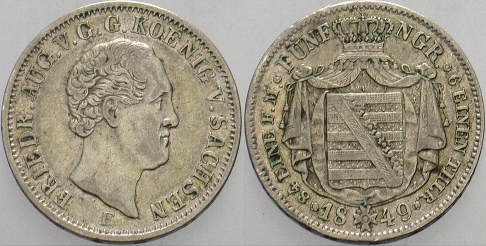 1/6 Taler 1849 Jaeger 84 AKS 104 Gutes sehr schön