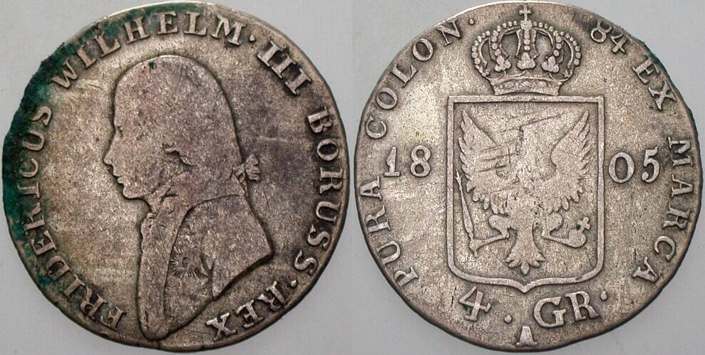 1/6 Taler=4 Groschen 1805 Jaeger 27 Schön - sehr schön