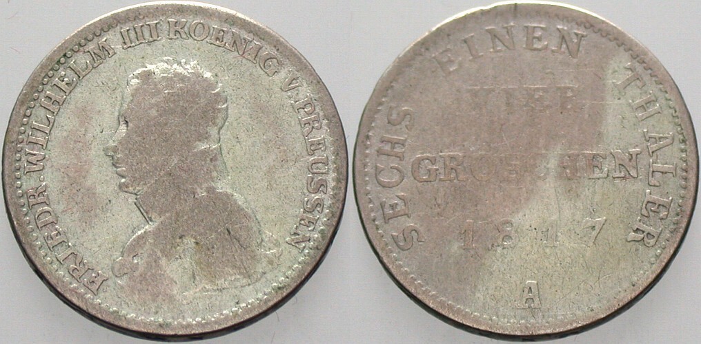 1/6 Taler=4 Groschen 1817 Jaeger 36 AKS 25 Schön
