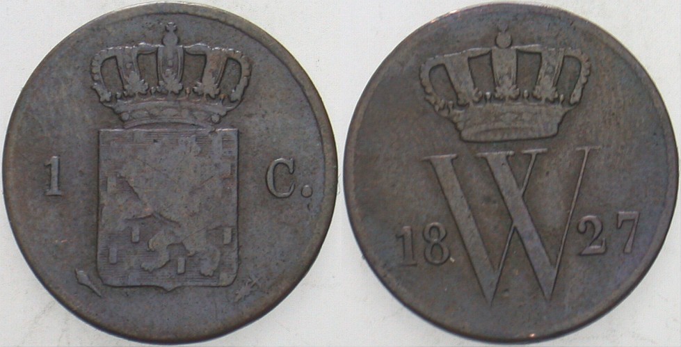 1 Cent 1827 K.M. 47 Fast sehr schön