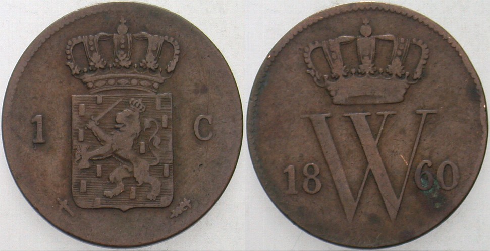 1 Cent 1860 KM. 100 Fast sehr schön