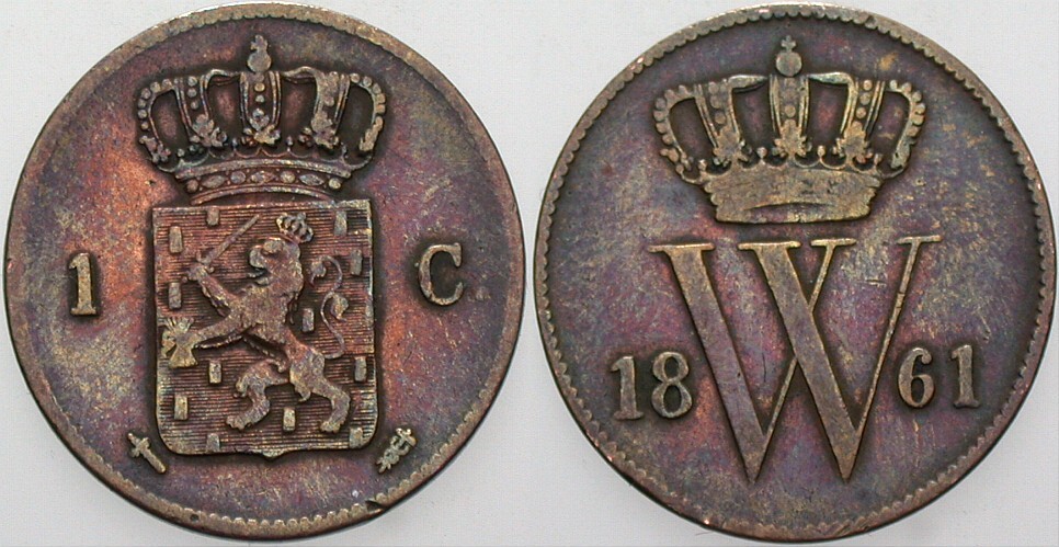 1 Cent 1861 KM. 100 Kl. Rdf., fast sehr schön