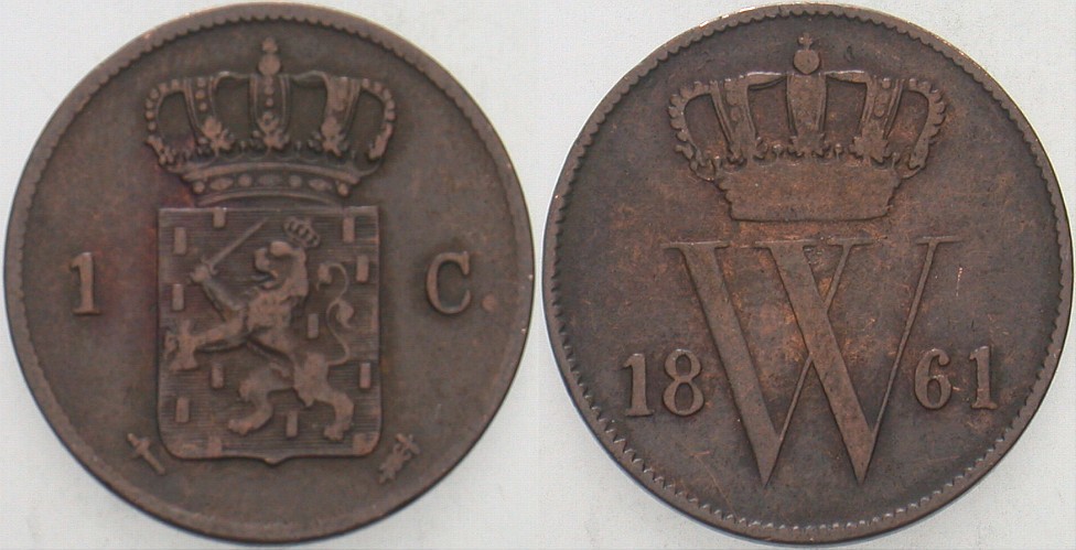 1 Cent 1861 KM. 100 Sehr schön