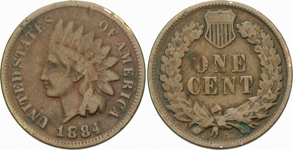 1 Cent 1884 KM. 90a Sehr schön
