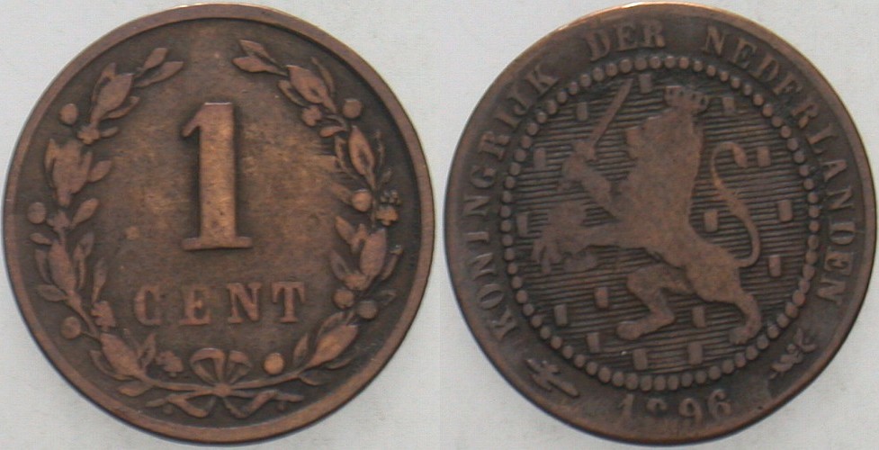 1 Cent 1896 KM 107.2 Schön - sehr schön