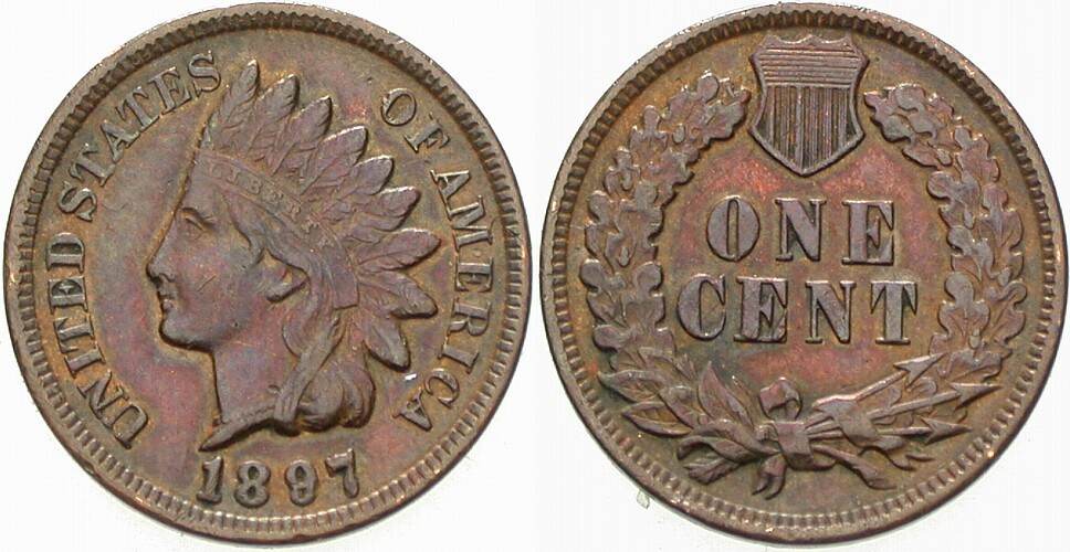 1 Cent 1897 KM. 90a Sehr schön