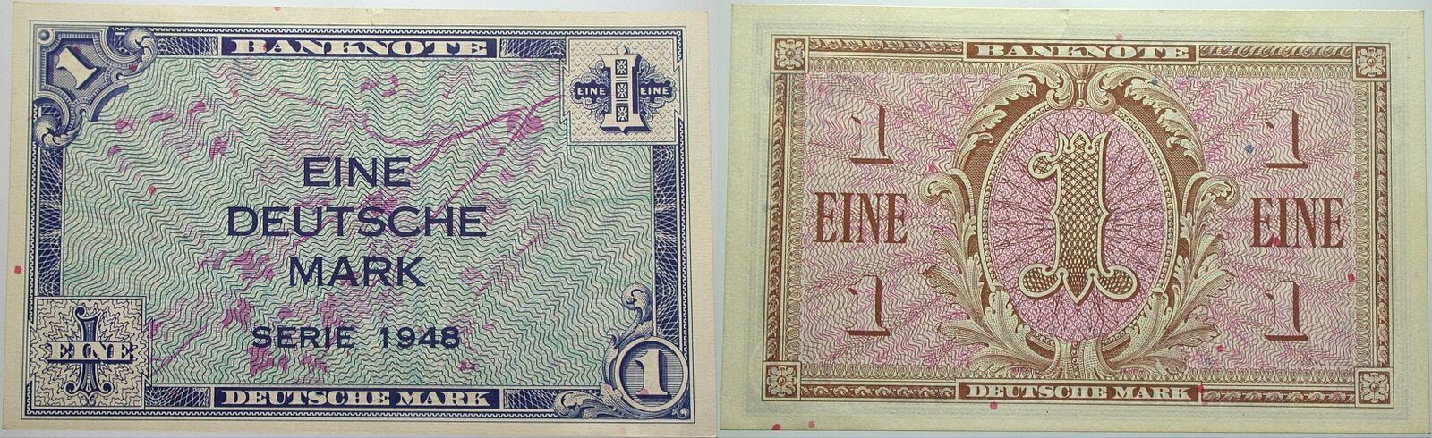 1 Deutsche Mark 1948 Vs Rosenberg 232 Fast Kassenfrisch, winz. Einriss
