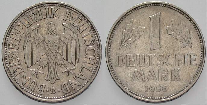 1 Deutsche Mark 1956 J. 385 sehr schön
