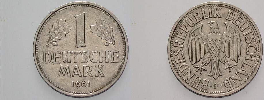 1 Deutsche Mark 1961 J. 385 sehr schön