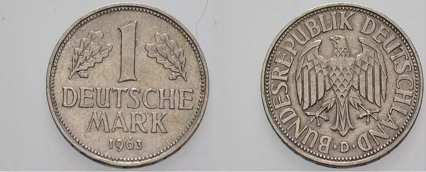 1 Deutsche Mark 1963 J. 385 sehr schön