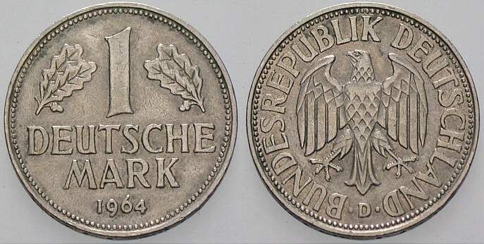 1 Deutsche Mark 1964 J. 385 sehr schön