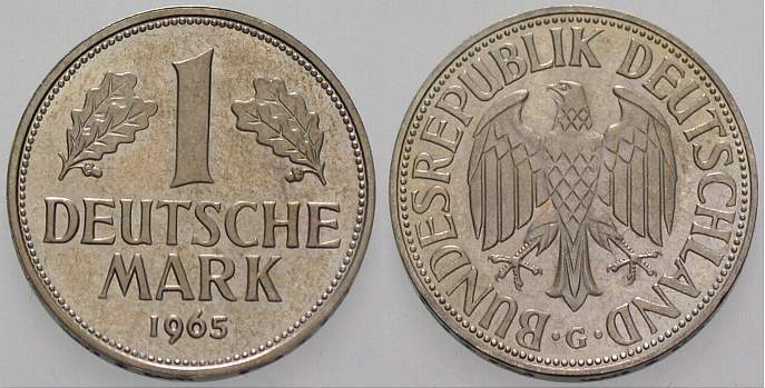 1 Deutsche Mark 1965 J. 385 Polierte Platte