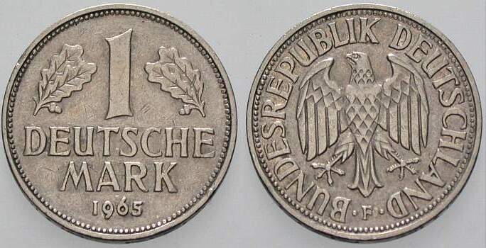 1 Deutsche Mark 1965 J. 385 sehr schön