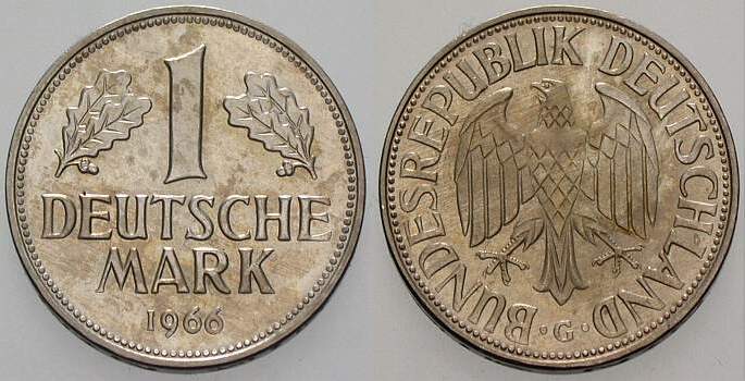 1 Deutsche Mark 1966 J. 385 Polierte Platte